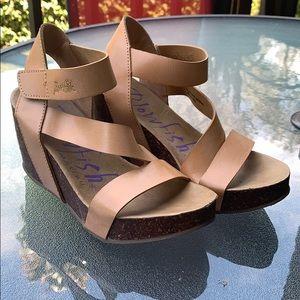Size 6 - Blowfish leather & cork wedges